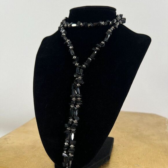 Black Stone Magnetic Waist Beads - Bohemian Fairycore Earthy Belly Waist Chain - Picture 4 of 8